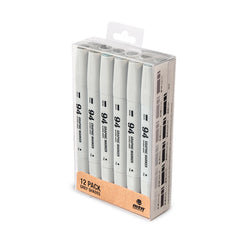 Montana Colors MTN 94 Graphic Marker – 12er-Pack Mit Doppelspitze, Alkoholbasis, Transparente Tinte