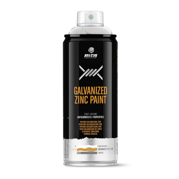 MTN PRO Galvanized Zinc Spray Paint - Cold Galvanized, Matte Zinc 98% | Spray Planet